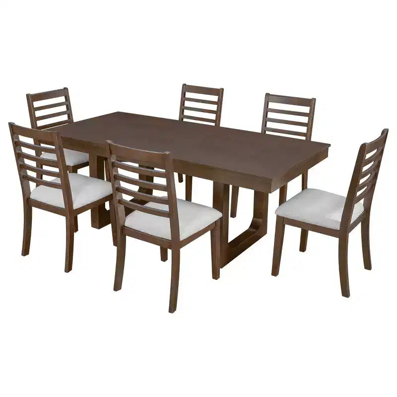 Ensemble table à manger extensible 7 pièces Merax avec 6 chaises à assise rembourrée