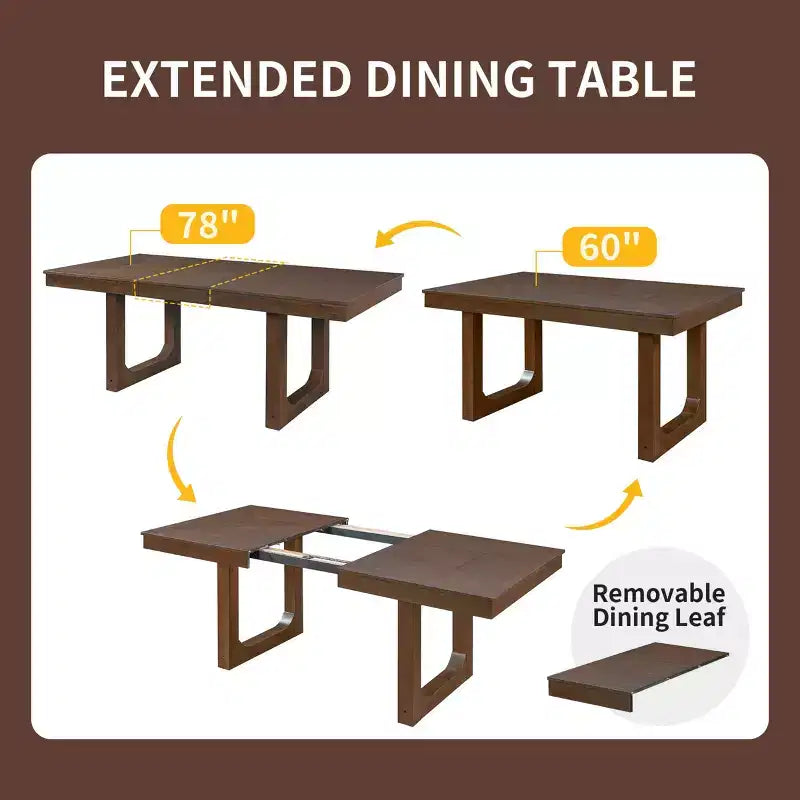 Ensemble table à manger extensible 7 pièces Merax avec 6 chaises à assise rembourrée