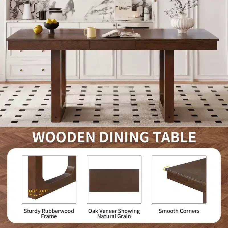 Ensemble table à manger extensible 7 pièces Merax avec 6 chaises à assise rembourrée