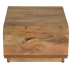Table basse Royal Hampton, forme de cube creux, fabriquée à la main en bois de manguier naturel brun, 76 cm -