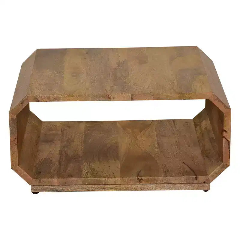 Table basse Royal Hampton, forme de cube creux, fabriquée à la main en bois de manguier naturel brun, 76 cm -