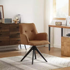 Chaises de bureau pivotantes Art Leon en similicuir avec pieds en bois de chêne