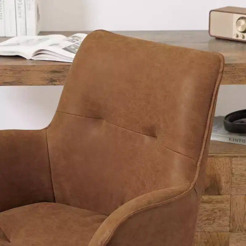 Chaises de bureau pivotantes Art Leon en similicuir avec pieds en bois de chêne