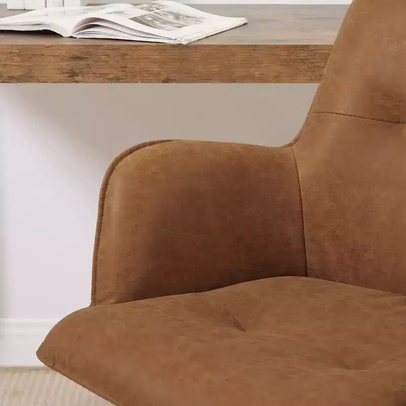 Chaises de bureau pivotantes Art Leon en similicuir avec pieds en bois de chêne