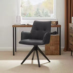 Chaises de bureau pivotantes Art Leon en similicuir avec pieds en bois de chêne