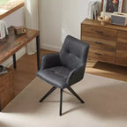 Chaises de bureau pivotantes Art Leon en similicuir avec pieds en bois de chêne