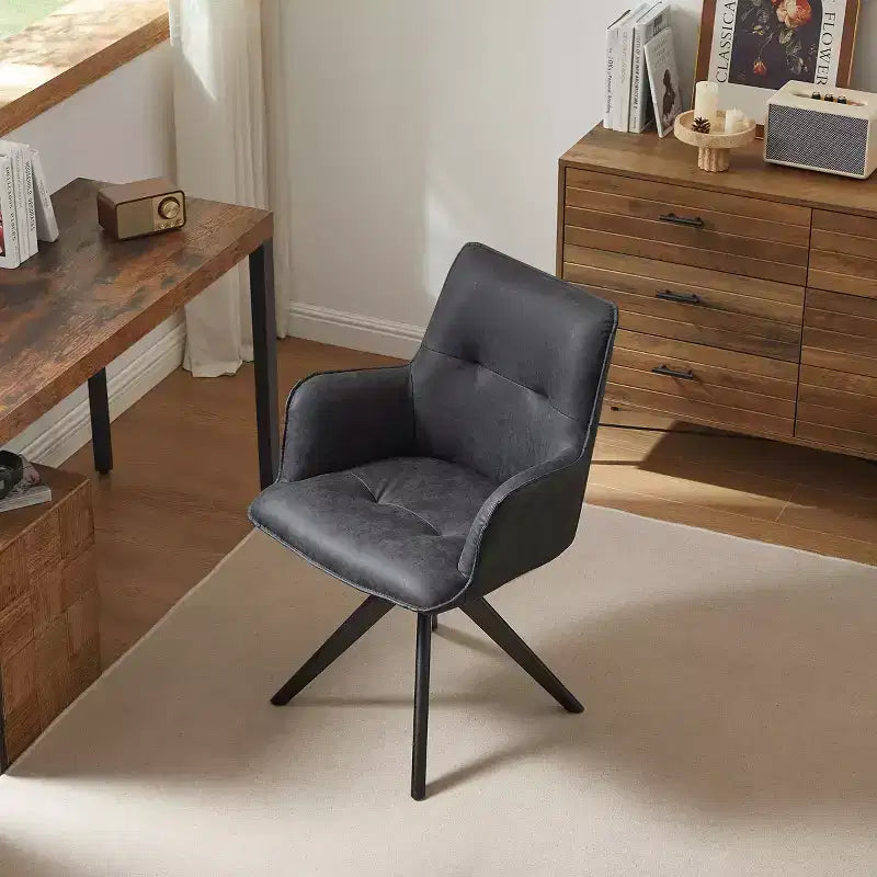 Chaises de bureau pivotantes Art Leon en similicuir avec pieds en bois de chêne