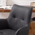 Chaises de bureau pivotantes Art Leon en similicuir avec pieds en bois de chêne