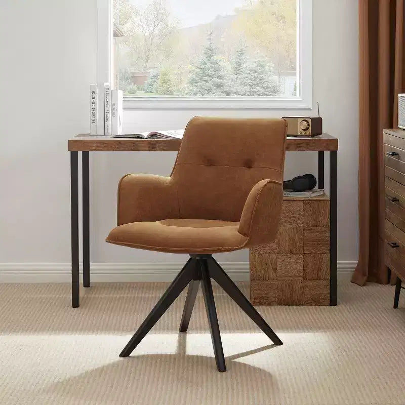 Chaises de bureau pivotantes Art Leon en similicuir avec pieds en bois de chêne