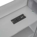 Lit de repos capitonné moderne double Merax avec lit gigogne, espace de rangement, ports USB et prise de courant
