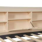 Lit de repos capitonné moderne double Merax avec lit gigogne, espace de rangement, ports USB et prise de courant