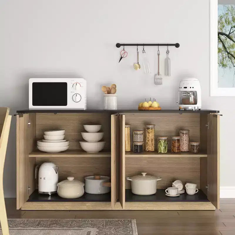 GDFStudio Nicola Buffet multifonctionnel moderne en bois de 55 po à 4 portes