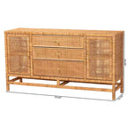 Meuble de rangement à 3 tiroirs bali & pari Vivan en rotin miel de Bohème et bois d'acajou