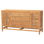 Meuble de rangement à 3 tiroirs bali & pari Vivan en rotin miel de Bohème et bois d'acajou
