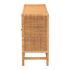 Meuble de rangement à 3 tiroirs bali & pari Vivan en rotin miel de Bohème et bois d'acajou