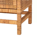 Meuble de rangement à 3 tiroirs bali & pari Vivan en rotin miel de Bohème et bois d'acajou