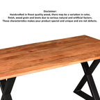 Table à manger rectangulaire Royal Hampton de 67 pouces avec pieds en métal croisés et plateau en bois d'acacia aspect bois naturel