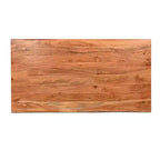 Table à manger rectangulaire Royal Hampton de 67 pouces avec pieds en métal croisés et plateau en bois d'acacia aspect bois naturel