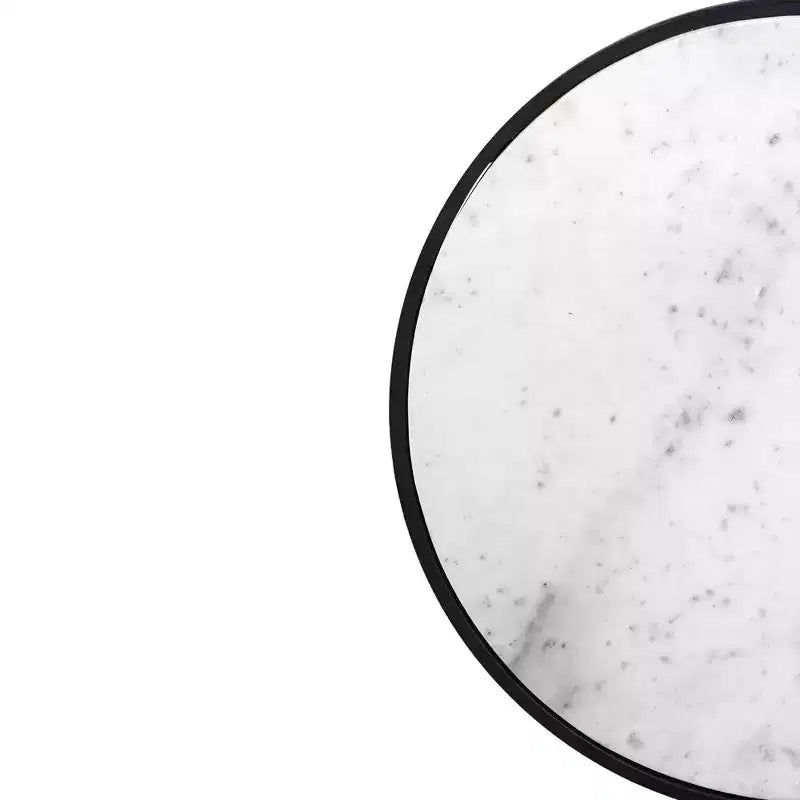 Table d'appoint Royal Hampton 23 pouces, plateau rond en marbre moderne, cadre en fer classique
