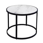 Table d'appoint Royal Hampton 23 pouces, plateau rond en marbre moderne, cadre en fer classique