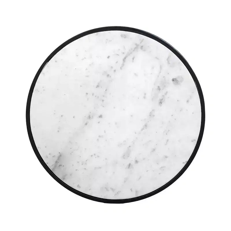Table d'appoint Royal Hampton 23 pouces, plateau rond en marbre moderne, cadre en fer classique