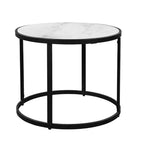 Table d'appoint Royal Hampton 23 pouces, plateau rond en marbre moderne, cadre en fer classique