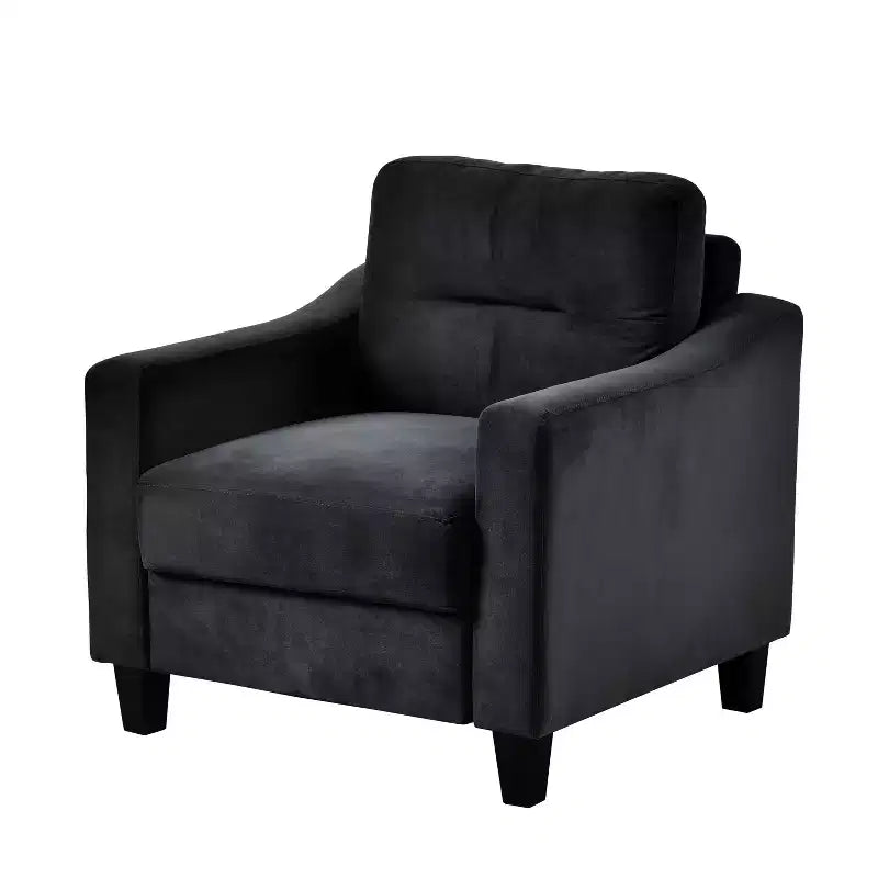 MAYEERTY Canapé simple et confortable en velours noir pour salon, chambre, bureau, petit espace
