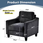 MAYEERTY Canapé simple et confortable en velours noir pour salon, chambre, bureau, petit espace