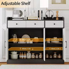 42,5 commode-buffet, table de buffet de bar à café moderne, meuble de rangement de cuisine en bois avec étagère réglable, pour salon, entrée