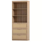 Meuble de rangement haut Karl Home, bibliothèque en rotin avec 3 tiroirs