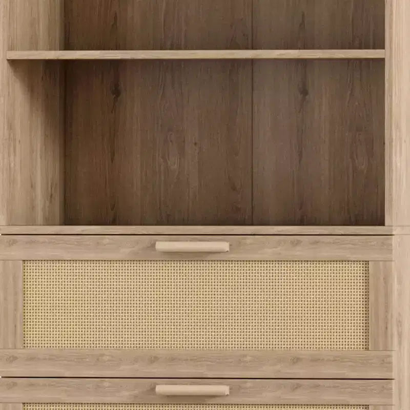 Meuble de rangement haut Karl Home, bibliothèque en rotin avec 3 tiroirs
