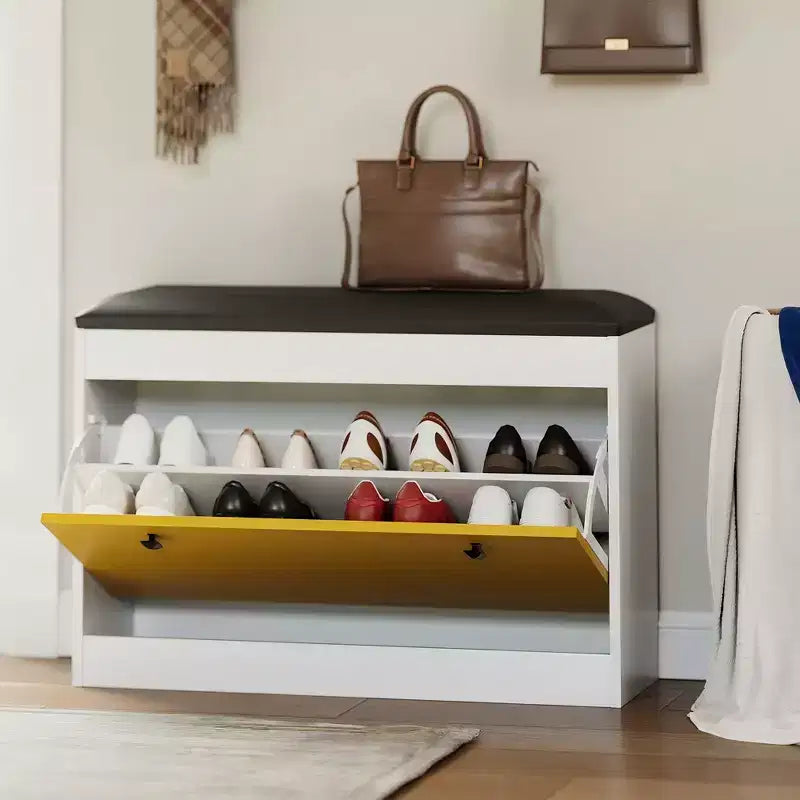 Meuble à chaussures banc de 80 cm, armoire à chaussures moderne pour entrée, avec tiroir abattant et coussin d'assise, pour couloir, chambre, salon