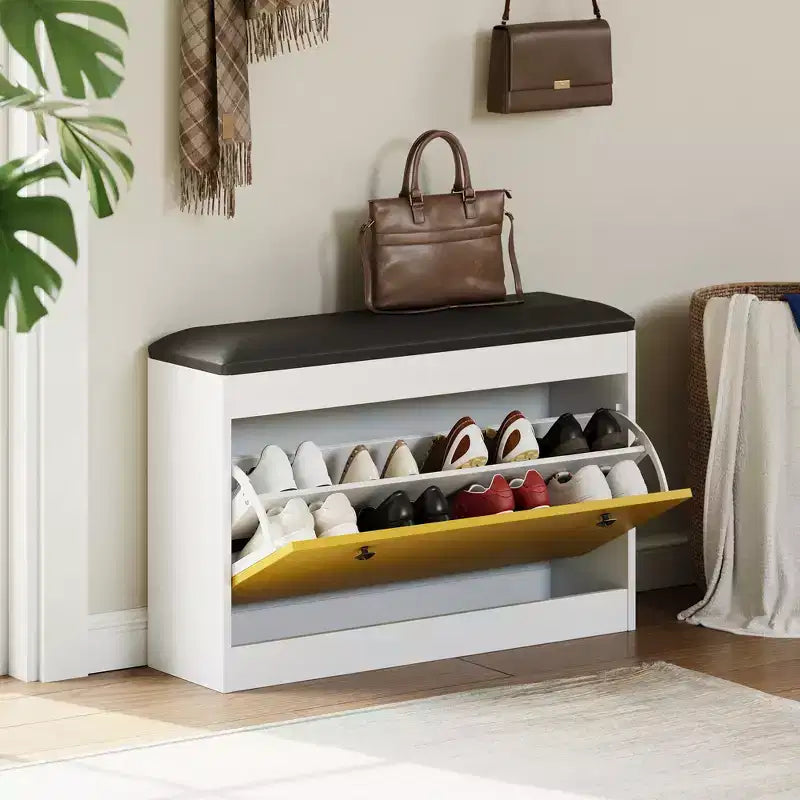 Meuble à chaussures banc de 80 cm, armoire à chaussures moderne pour entrée, avec tiroir abattant et coussin d'assise, pour couloir, chambre, salon