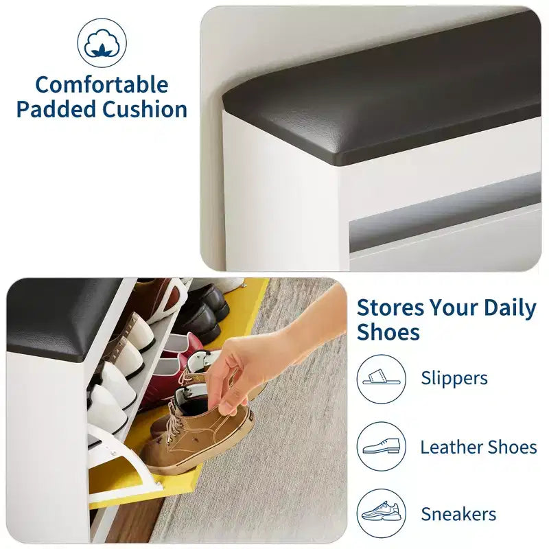 Meuble à chaussures banc de 80 cm, armoire à chaussures moderne pour entrée, avec tiroir abattant et coussin d'assise, pour couloir, chambre, salon