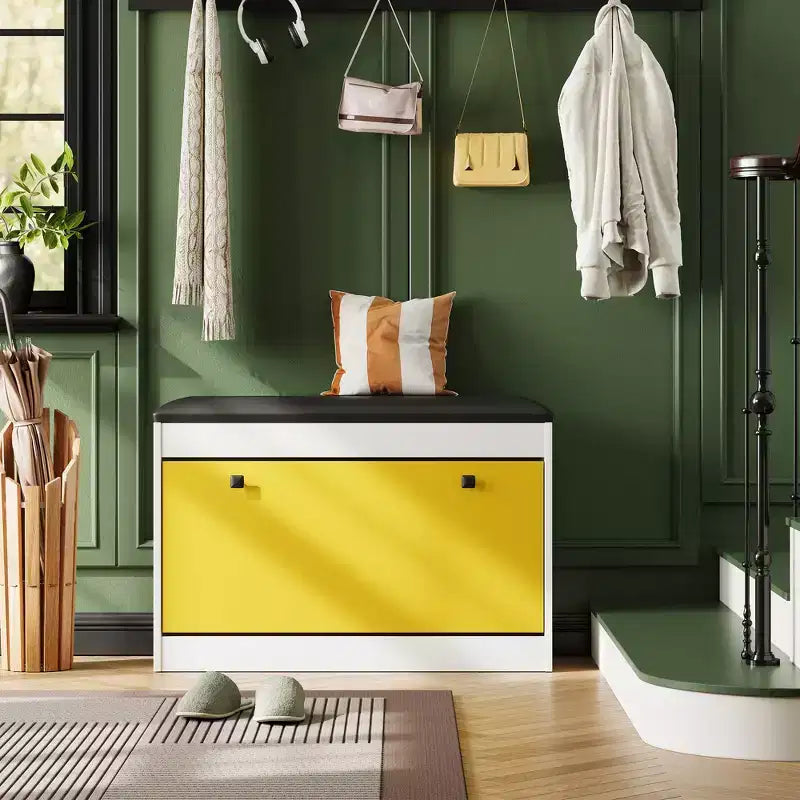 Meuble à chaussures banc de 80 cm, armoire à chaussures moderne pour entrée, avec tiroir abattant et coussin d'assise, pour couloir, chambre, salon