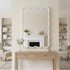 MAYEERTY Miroir décoratif 30 x 40 cm, rectangulaire ondulé, cadre en bois massif pour chambre à coucher, salle de bain, salon, blanc