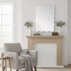 MAYEERTY Miroir décoratif 30 x 40 cm, rectangulaire ondulé, cadre en bois massif pour chambre à coucher, salle de bain, salon, blanc