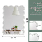 MAYEERTY Miroir décoratif 30 x 40 cm, rectangulaire ondulé, cadre en bois massif pour chambre à coucher, salle de bain, salon, blanc