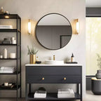 USHOWER Miroir Rond Noir pour Dessus d'Évier 24 Pouces, Miroir de Salle de Bain Circulaire, Miroir de Coiffeuse à Cadre Métallique, Miroir Mural Moderne pour Entrée Salon