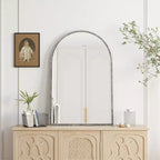 Miroir ovale/en arche en fer forgé rétro, miroir à effet vieilli, miroir mural à suspendre pour la décoration de salle de bain/chambre à coucher/salon, argent/or - ModernLuxe