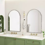 Miroir ovale/en arche en fer forgé rétro, miroir à effet vieilli, miroir mural à suspendre pour la décoration de salle de bain/chambre à coucher/salon, argent/or - ModernLuxe
