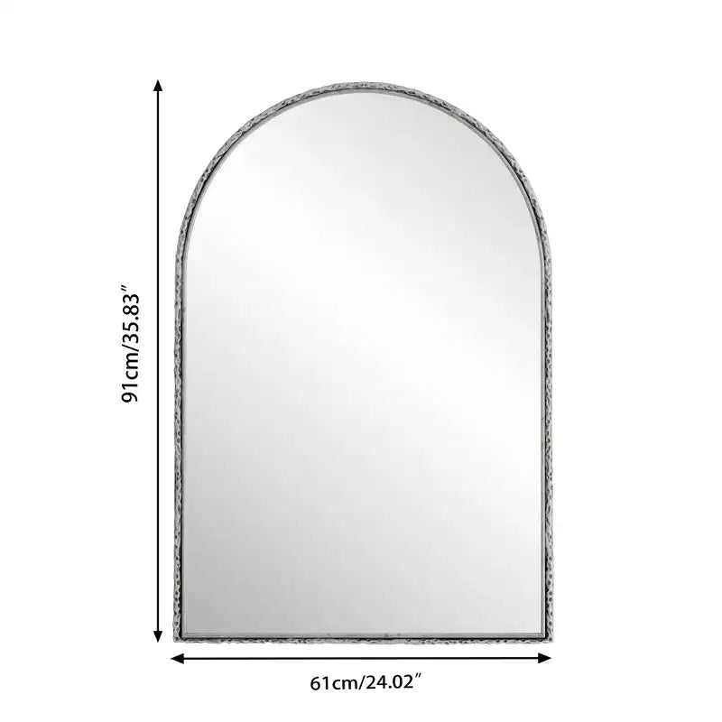 Miroir ovale/en arche en fer forgé rétro, miroir à effet vieilli, miroir mural à suspendre pour la décoration de salle de bain/chambre à coucher/salon, argent/or - ModernLuxe