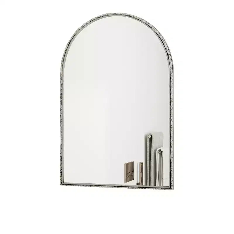 Miroir ovale/en arche en fer forgé rétro, miroir à effet vieilli, miroir mural à suspendre pour la décoration de salle de bain/chambre à coucher/salon, argent/or - ModernLuxe
