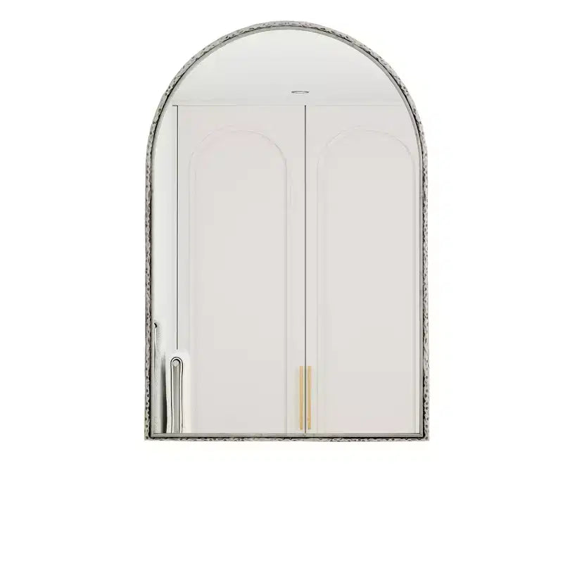 Miroir ovale/en arche en fer forgé rétro, miroir à effet vieilli, miroir mural à suspendre pour la décoration de salle de bain/chambre à coucher/salon, argent/or - ModernLuxe