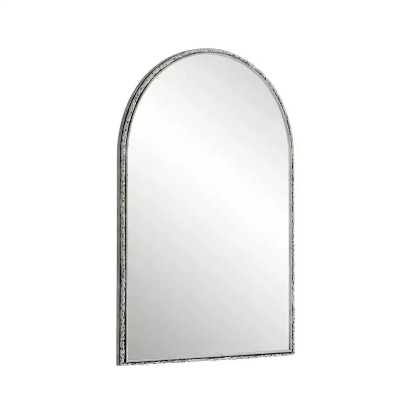 Miroir ovale/en arche en fer forgé rétro, miroir à effet vieilli, miroir mural à suspendre pour la décoration de salle de bain/chambre à coucher/salon, argent/or - ModernLuxe