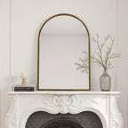 Miroir ovale/en arche en fer forgé rétro, miroir à effet vieilli, miroir mural à suspendre pour la décoration de salle de bain/chambre à coucher/salon, argent/or - ModernLuxe