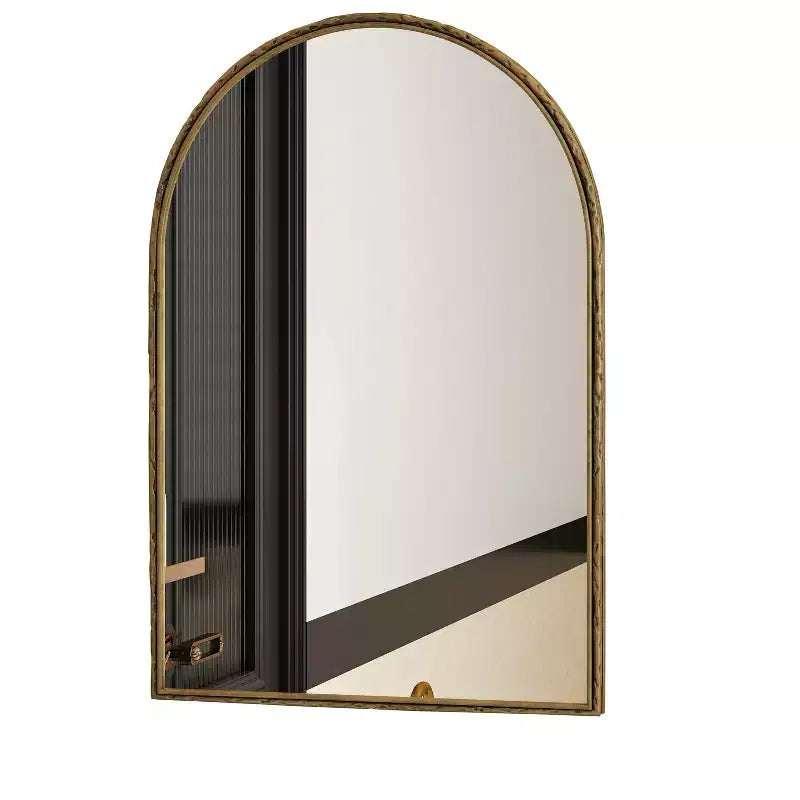 Miroir ovale/en arche en fer forgé rétro, miroir à effet vieilli, miroir mural à suspendre pour la décoration de salle de bain/chambre à coucher/salon, argent/or - ModernLuxe