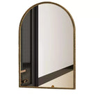 Miroir ovale/en arche en fer forgé rétro, miroir à effet vieilli, miroir mural à suspendre pour la décoration de salle de bain/chambre à coucher/salon, argent/or - ModernLuxe
