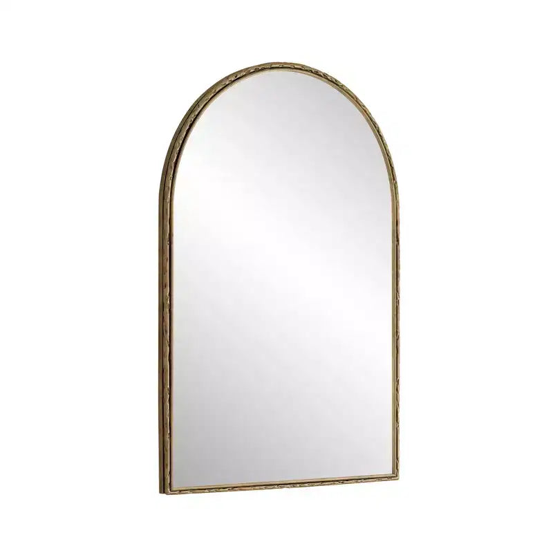 Miroir ovale/en arche en fer forgé rétro, miroir à effet vieilli, miroir mural à suspendre pour la décoration de salle de bain/chambre à coucher/salon, argent/or - ModernLuxe
