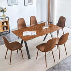 Ensemble de salle à manger GDFStudio Hobson moderne 5 pièces en bois et similicuir rembourré
